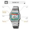 SKMEI 2514 Fashion Casual Men's Digital Watch Steel Strap Waterproof Small Square Dial Multifunction Male Electronic Clock Gift