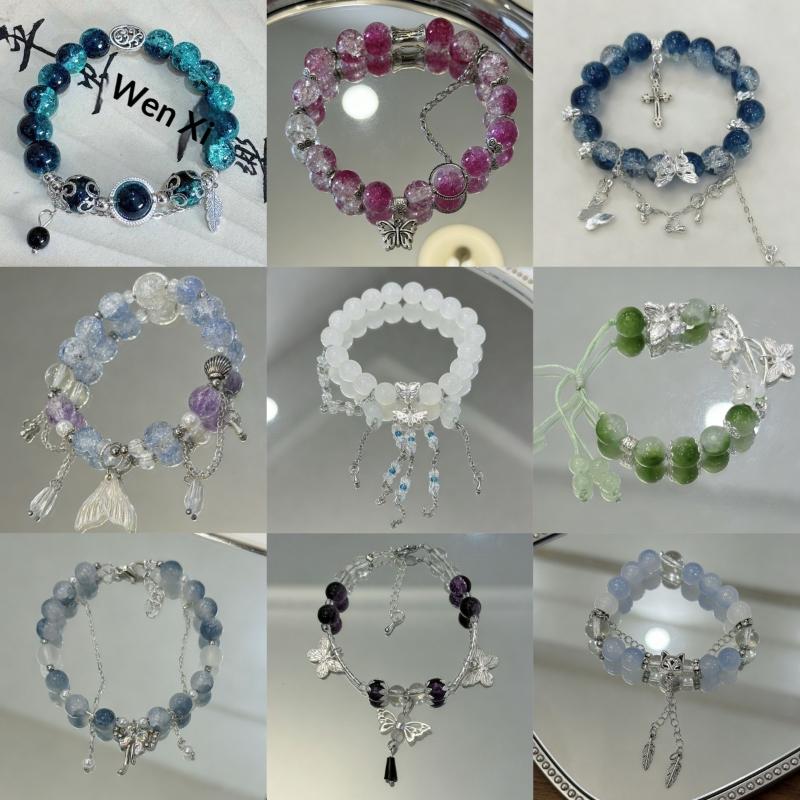 Chinese Style Beads Bracelet For Women Girls Sweet Butterfly Feather Tassel Charm Bracelet Party Wedding Jewelry