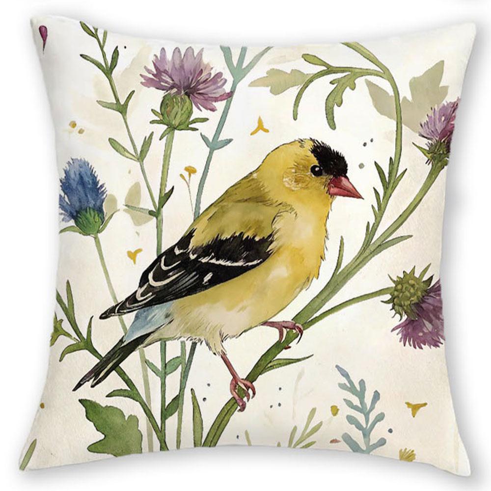 

Живопись цветов и птиц - рифма Натуральные наволочкиСпальня Гостиная Диван Домашний декор Полиэстеровая наволочка на подушку с молнией 16x16Inch