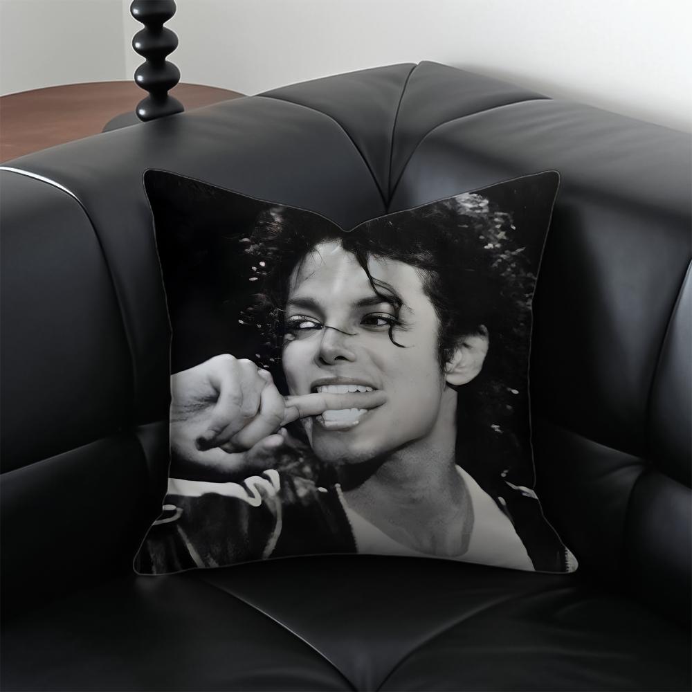 M-Michael Jackson Pop King Cushion Cover Pillow Case Anti-Dustmite Invisible Zipper Silky Plush Cushion