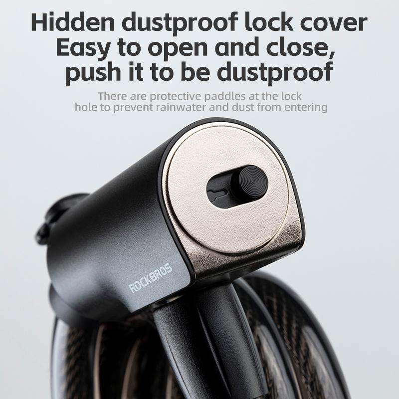 ROCKBROS Bicycle Lock Portable Anti-theft Bike Cable Lock with Keys Zinc Alloy Motorcycle Scooter MTB Road Round Cycling Lock