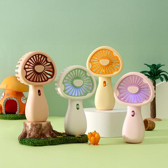 Small Handheld Fan Dual-Use Portable Fan USB Rechargeable Desk Fan Cute Mushroom Shape Personal Cooling Fan for Travel Office Home Gifts