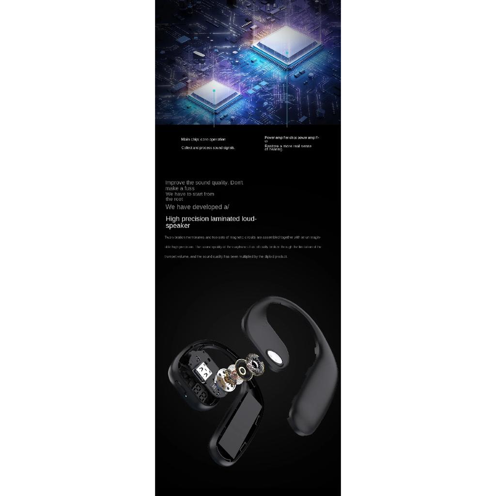 Single Ear Open Ear TWS Wireless Headphones with Long Battery Life Bluetooth 5.3 Gaming Headset
