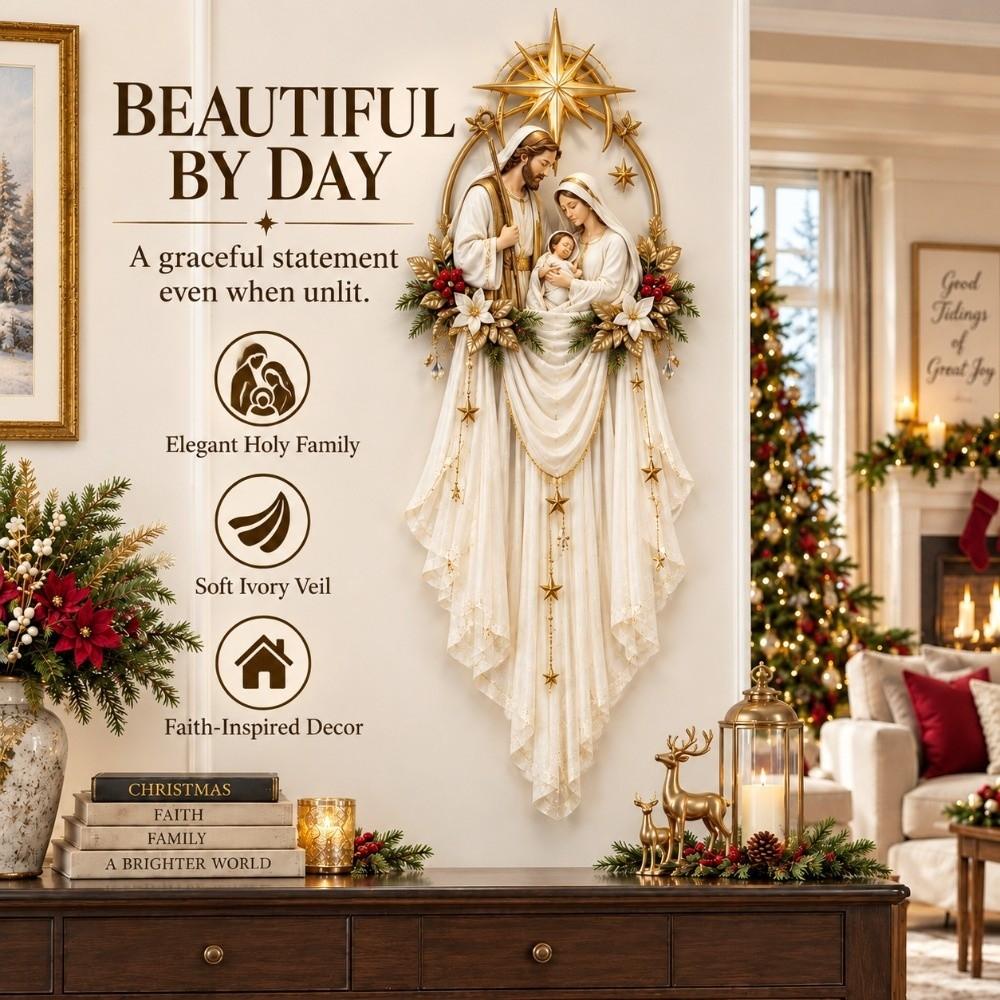 Glowing Angel Blessing Wall Light Snowflake Village Nativity Scene Home Indoor Decor