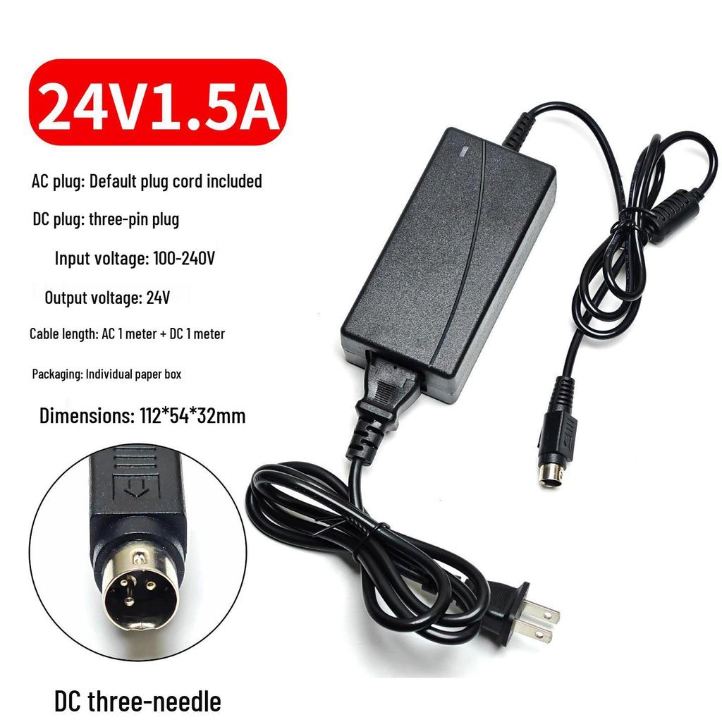 24V 3A Universal Power Adapter for Cash Register Thermal Printer with 3/4-Pin Round Port