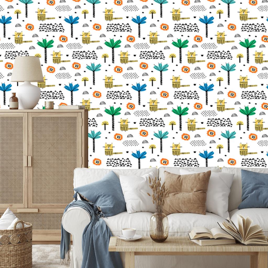 Animals Wallpaper Cats and Trees for Living Room and Bedroom 50x1000