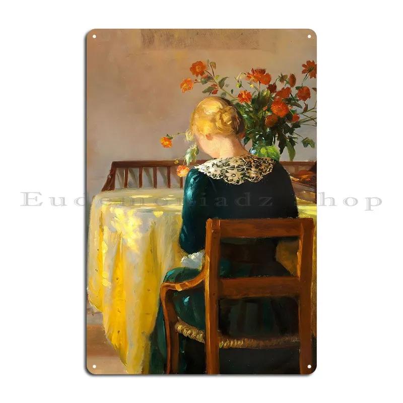 Portrait Woman Sewing Metal Sign Classic Garage Decoration Design Garage Club Club Tin Sign Poster 20X30CM