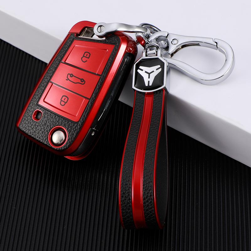 Car Key Case Cover Tpu Leather for VW Volkswagen Golf 7 MK7 Tiguan MK2 for SEAT Ateca Leon FR 2 Ibiza for Skoda Octavia A7