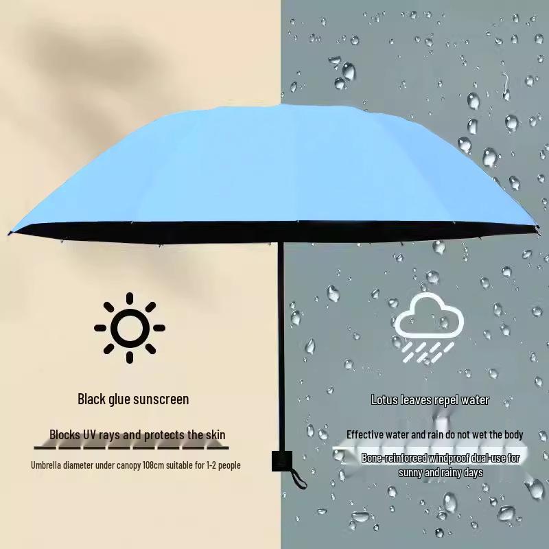 12-Rib Dual-Use Sun & Rain Umbrella for Men & Women - Large, UV Protection, Folding Double-Person Design