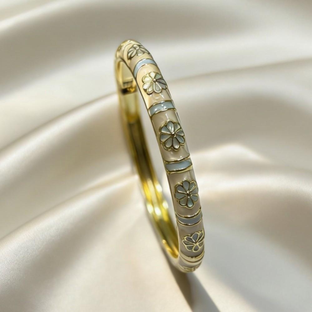 Traditional Vintage Cloisonne Bangle Colorful Women's Hand Bracelet Dainty Flower Bangle Ladies