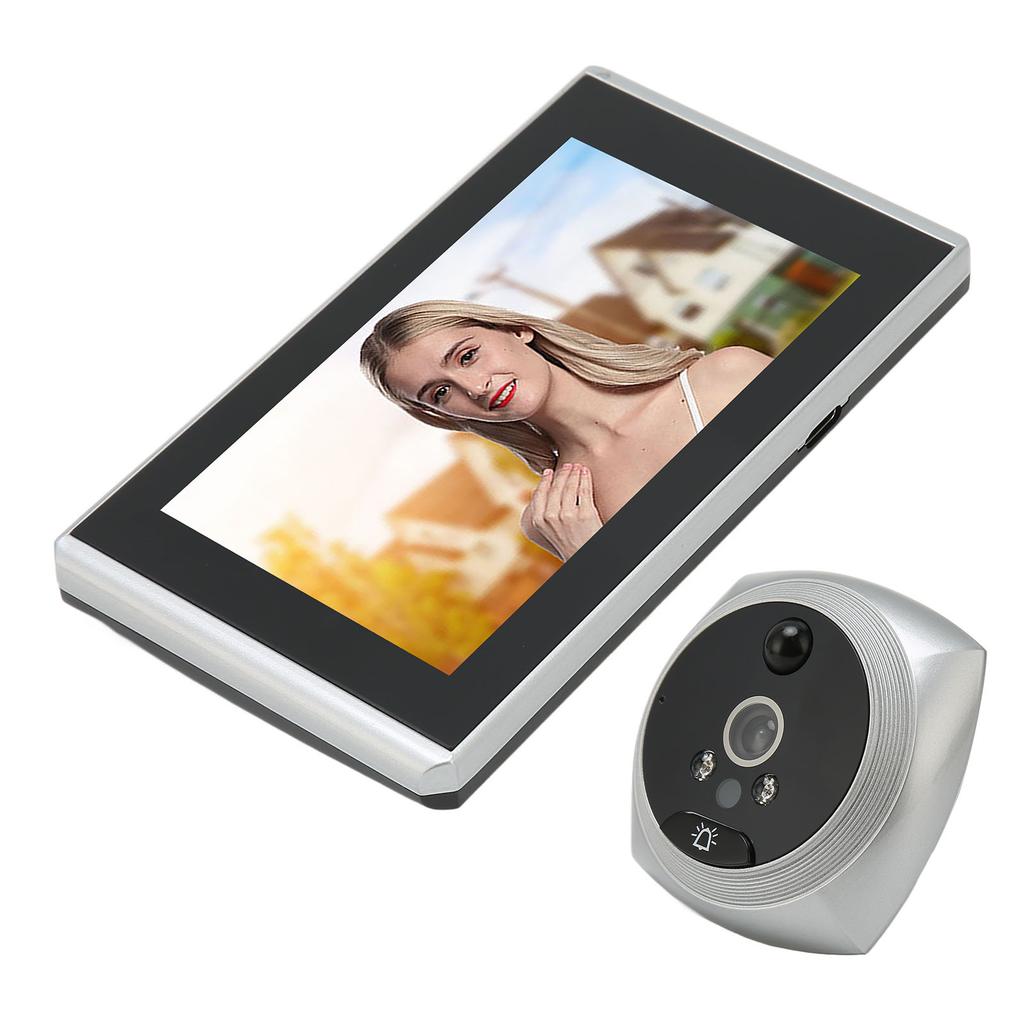 Digital Door Viewer Peephole 1080P Color Night Vision Human Body Detection 4.5 Inch Screen Smart Digital Doorbell Silver
