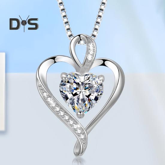 Heart Necklace Cubic Zirconia Love Heart Pendant Necklace Birthday Valentine's Day Mother's Day Jewelry Gift for Women