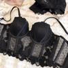 Transparent Lace Corset Mesh Dot Slim Crop Tops Sweet Lace Flower Camisole  Ladies