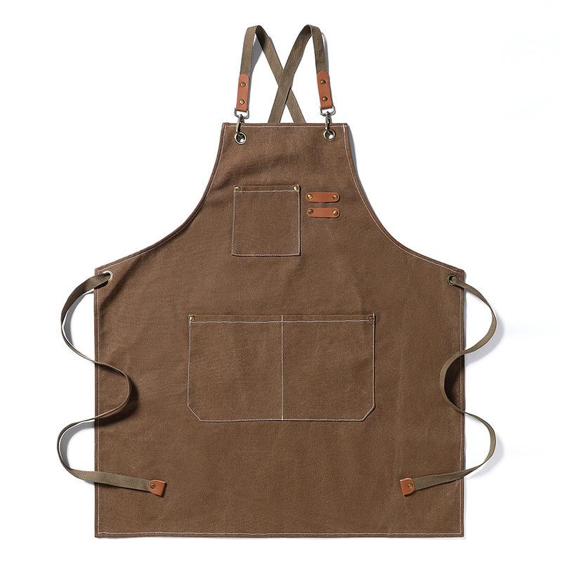 Oil Resistant Canvas Apron All Cotton Household Milk Tea Coffee Shop Kitchen Gardening Work Denim Apron Printing