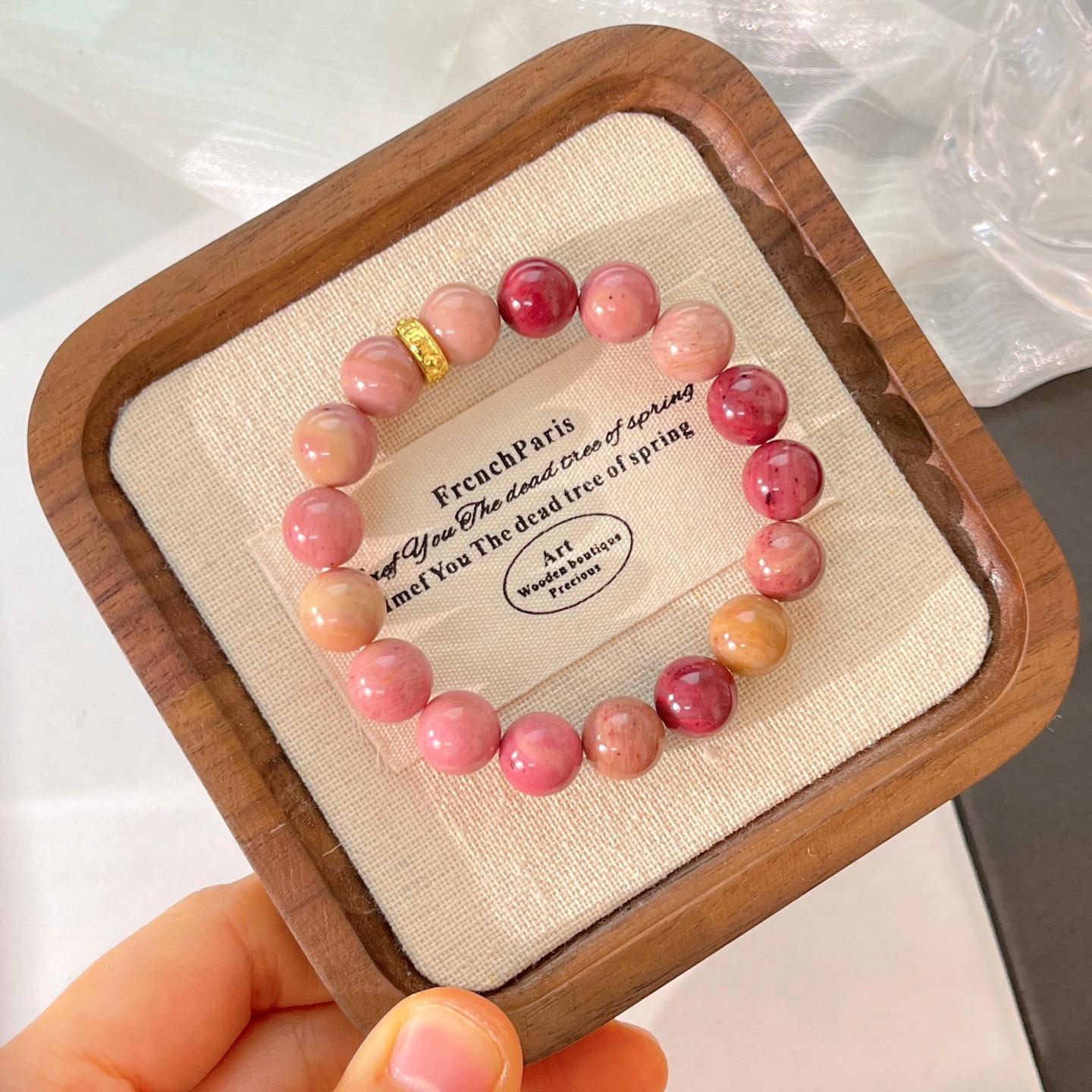 10Mm Basic Natural Mahogany Grain Bracelet