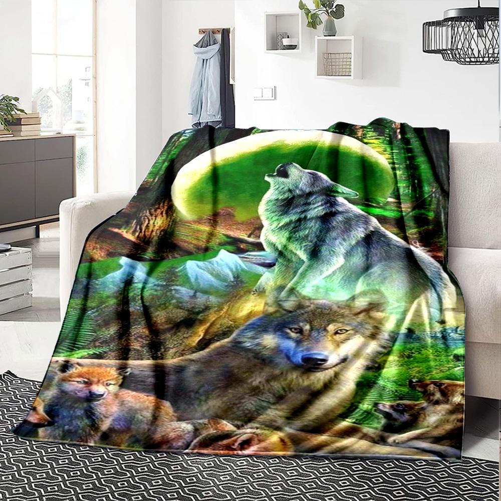 Wolfsmuster Flanelldecke Hohe Qualität Warm Bequem Decke für Alle Jahreszeiten Perfekt für Geschenke Heimdekoration