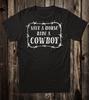 Retro Nyhet T-skjorte Western Morsom Redd en hest Ri en cowboy