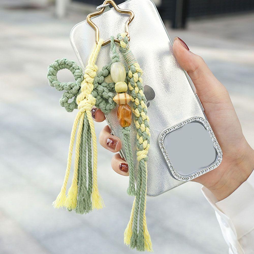 Countryside Style Braided Keychain Hand Woven Bag Pendant Handmade Woven Keychain  Phone Charm