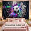 Futebol (167) Tapeçaria de Parede Temática Personalizada Com Nome Texto Tapeçaria Pendurada Personalizada Para Decoração de Quarto Sala de Estar