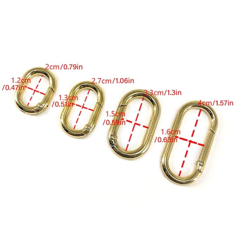 4Pieces Oval Snap Clips for Keychains Hook Buckles and Purse Strap Extender Metal Spring O Rings Clips Carabiner Clips