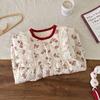 Korean Style Winter Fleece Romper for Baby Girls - Floral Lace Trim Outing Suit