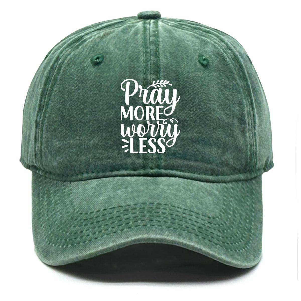 

PRAY MORE WORRY LESS Print Snapback Baseball Cap, Trucker Hat Solid Color Stylish Headwear Raw Brim Adjustable Baseball Hat as the picture зелёный