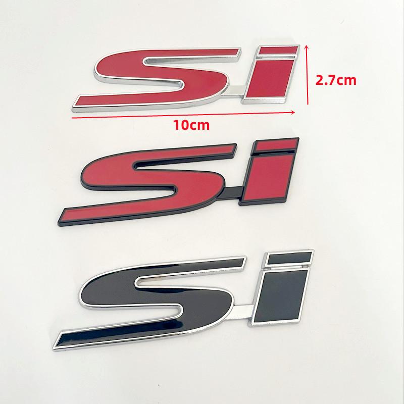 3D Metal SI Logo Rear Trunk Front Grille Auto Badge Chrome Sticker Car Emblem Badge Accessorie For Civic Accord Automobile