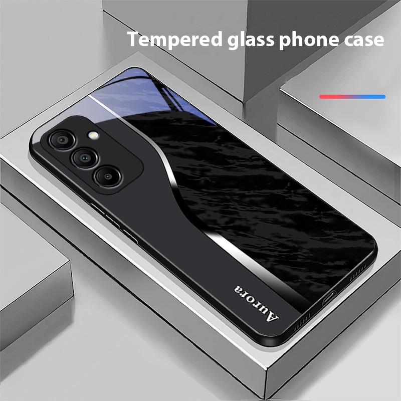 Fialový vzor vody Pro Samsung Galaxy A15 5G 54 4G 51 50 24 35 90 71 12 51 53 52S 80 22 34 Černý tvrzený skleněný kryt na telefon