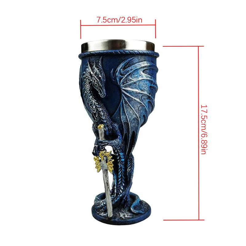 Calice del Drago Blu Acciaio Inossidabile Dungeons And Dragons Regalo Calice Calice da Vino 7 Oz. (Drago Spada Blu)