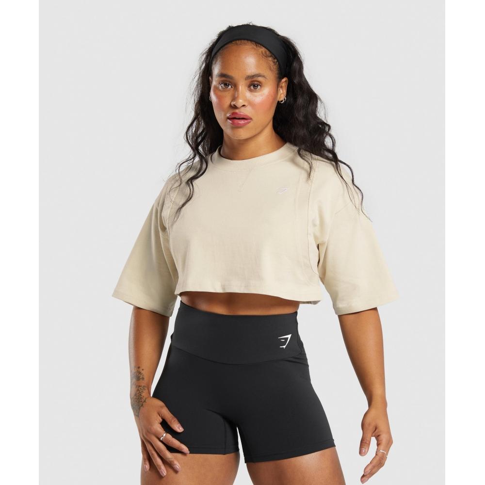 

Футболка Gymshark HeavyweighT CoTTon Crop цвета экрю B9a5i Wcc9 XXS