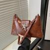 Women PU Star Decor Shoulder Bag Chic Hobo Bag Large Capacity Fashion Crossbody Bag Solid Color Sweet Underarm Bag AVE