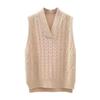 Women's Sweater Vest Knit Pullover Spring and Autumn Loose Korean Version of All-match Lady Style Sleeveless Outer Wear Vest