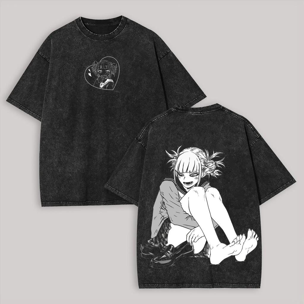 2026 Hot Sale Toga Himiko My Hero Academia T-shirt Vintage Y2k Washed T Shirt Summer Short Sleeve Loose Cotton Tees Tops Men Women Clothing