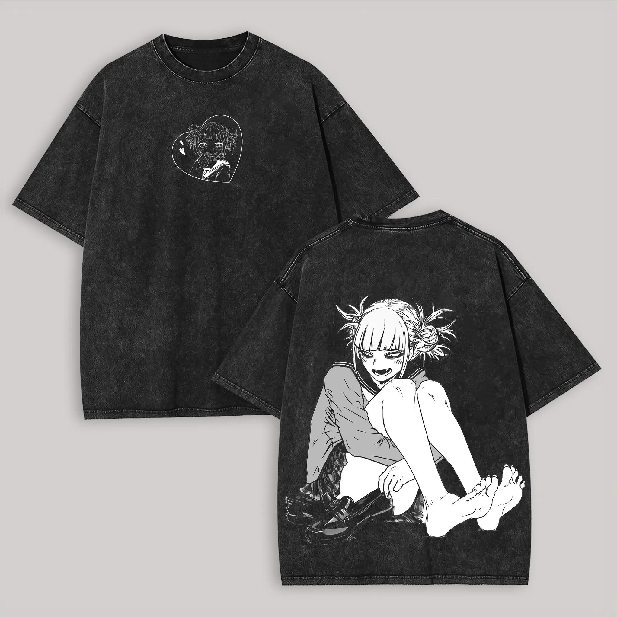 

Toga Himiko My Hero Academia T-shirt Vintage Y2k Washed T Shirt Summer Short Sleeve Loose Cotton Tees Tops Men Women Clothing S