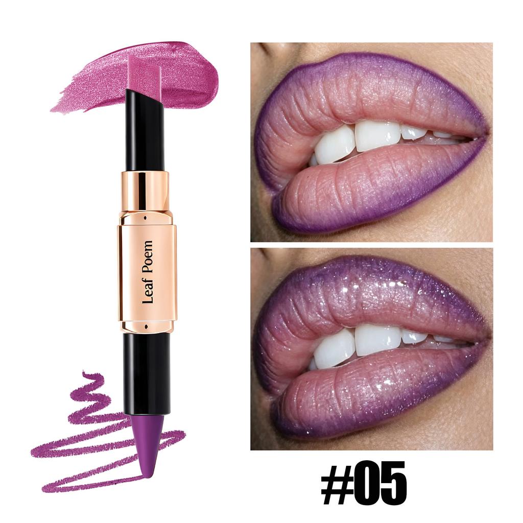2IN1 Tapered Gradient Lip Liner & Lipstick Pen Long Lasting Waterproof Nude Matte Lip Contour Plumping Lipstick Non Stick Makeup