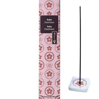 Precious Japanese Smokeless Incense - Ruby - Gold - Porcelain - 1 Case with Incense Holder