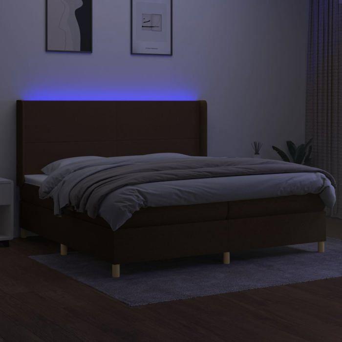 VidaXL Sommier à Lattes de Lit avec Matelas et LED, Lit Rembourré avec Tête de Lit, Lit Double, Lit Adulte de Chambre, 3138744