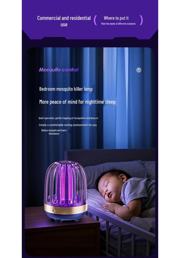 USB Rechargeable Crystal Mosquito Killer Lamp for Indoor & Outdoor Use