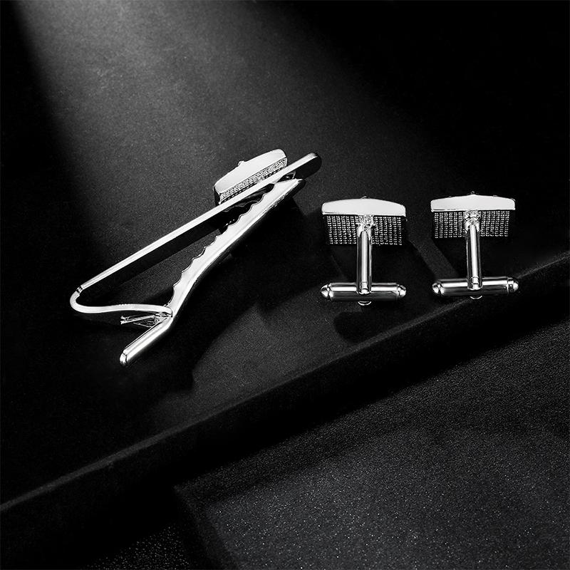 Luxusní čtvercové manžetové knoflíčky spona na kravatu francouzská vynikající spona na kravatu sada manžetových knoflíčků klip na kravatu pro pánskou košili kravatové doplňky