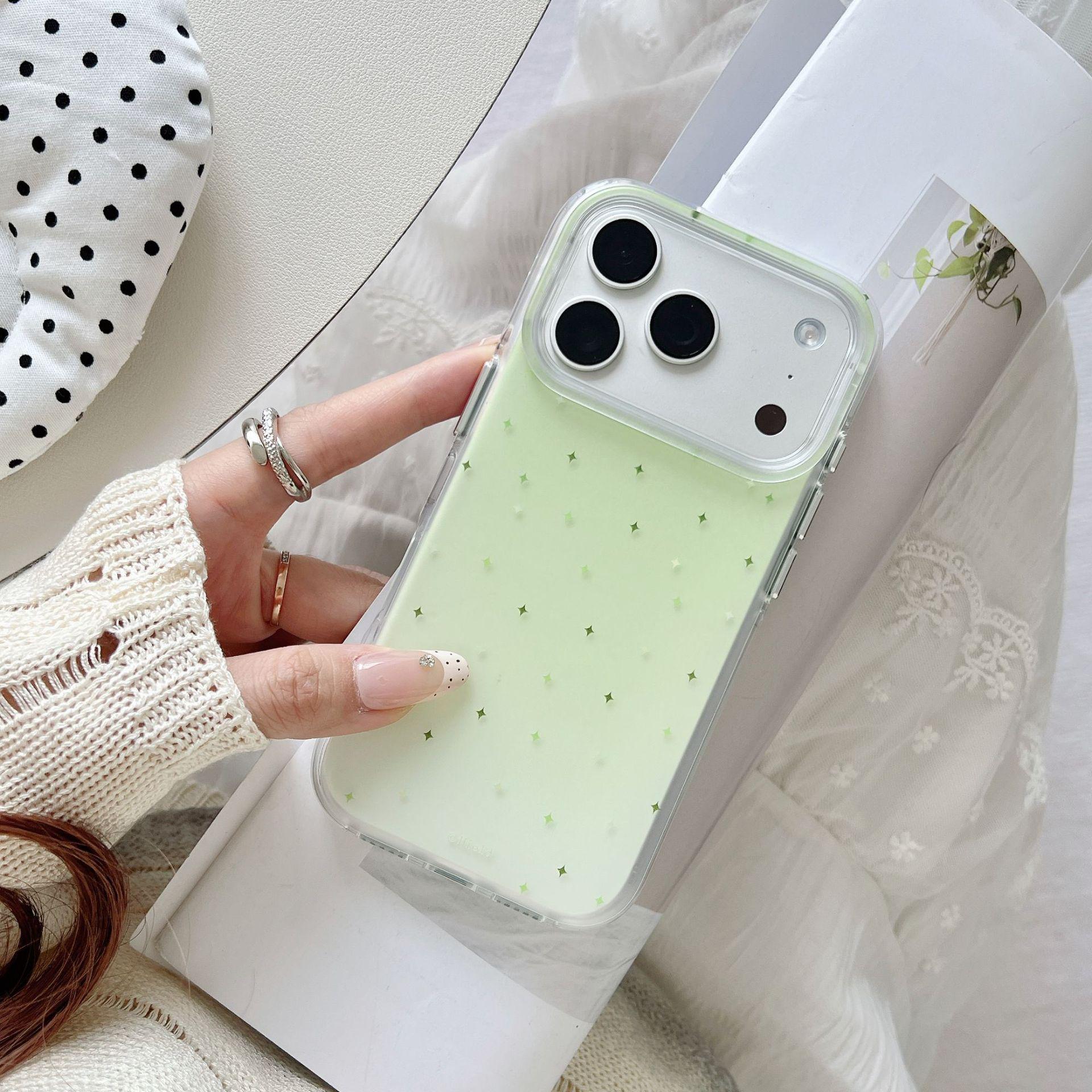 

Simple Gradient Green Stars Case for Apple iPhone 17 Pro Max/16/15/14 - Women s Summer Design iPhone 17 Pro