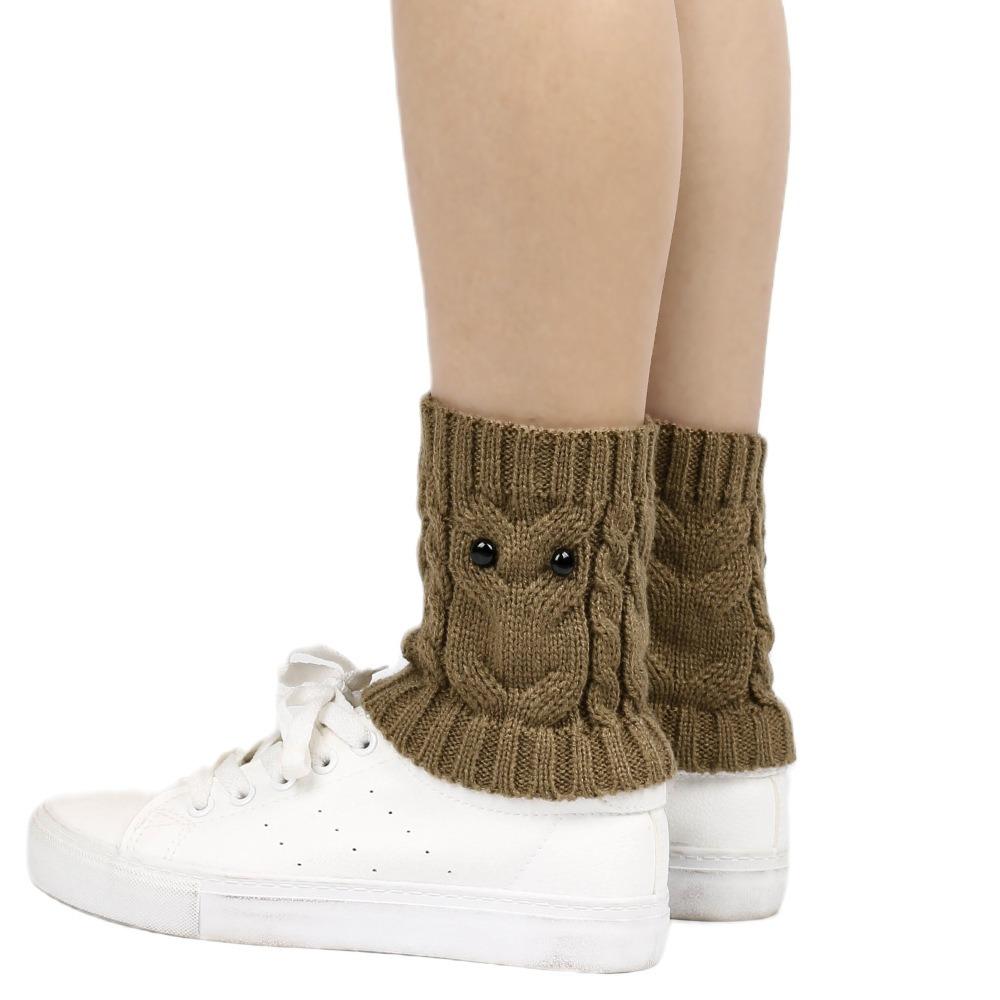 Owl Eyes Knitted Boot Covers Twist Cable Knit Leg Warmers New Boot Cuffs Cover Women