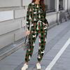 Sets For Women 2 Piece Round Neck Long Sleeve Shirts Printed Sweatpants Pocket Sets