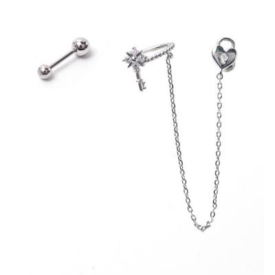 Silberne Ohrstecker für Damen (0,8 mm) mit Piercingkette