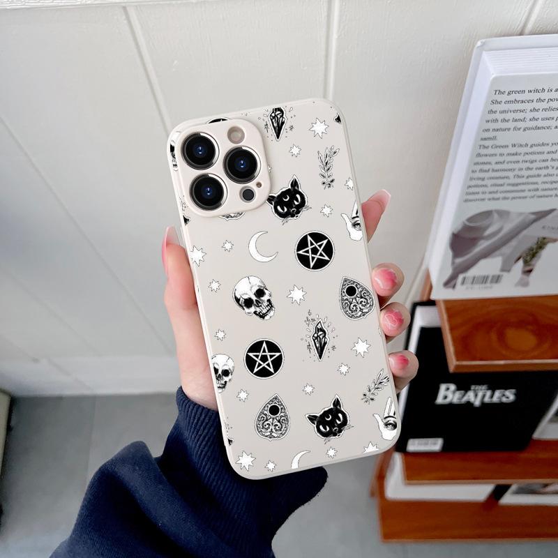 Grim Reaper Skull Skeleton Original Square Liquid Silicone Phone Case For iPhone 14 11 12 13 Pro Max Mini X XS XR 7 8 Plus Cover