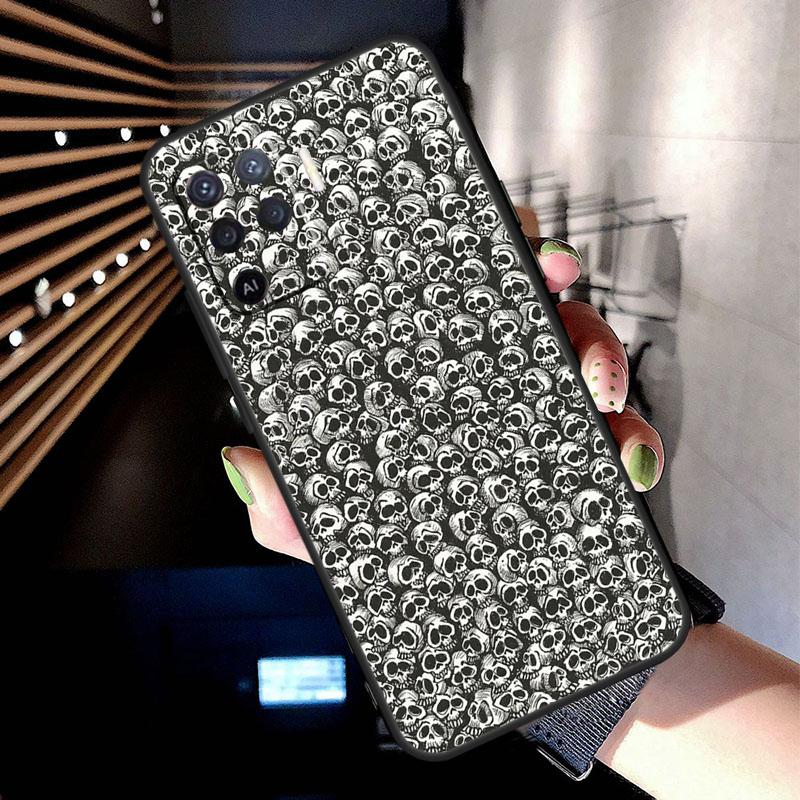 Gothic Fashion Skull Case For OPPO A96 A76 A16 A94 A74 A54 A53 A57 S A15 A52 A72 A93 A5 A9 A31 A17 A77 A78 Coque
