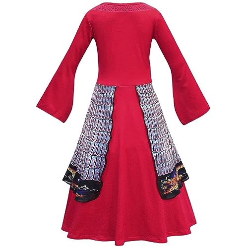 Dressy Daisy Princess Warrior Costume for Toddler Girls, Traditional Chinese Hanfu, Lady Hero Costume, Halloween Cosplay, Fancy Party Outfit, Red, Siz