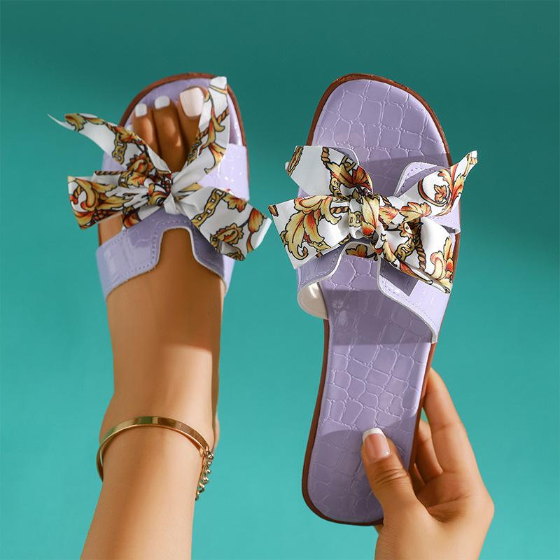 Fashionable Bow Flip-flops for Women, Summer New Style Flat Sandals, Household Large-size Women's Shoes