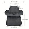 Men'S Sun Protection Hunting Hat Wide Brim Fishing Hiking Hat With Neck Guard Brim Suitable For Garden Work