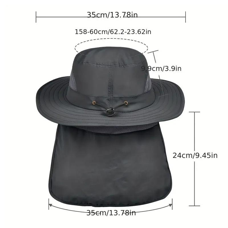 Men'S Sun Protection Hunting Hat Wide Brim Fishing Hiking Hat With Neck Guard Brim Suitable For Garden Work