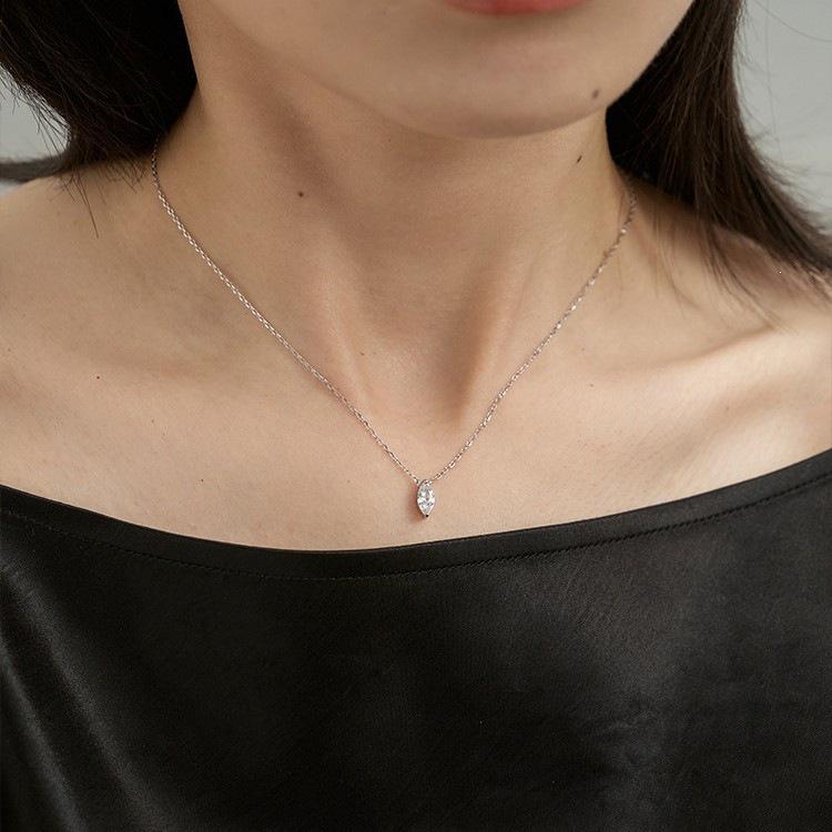 S925 Sterling Silver Marquise Zirconia Pendant Necklace for Women